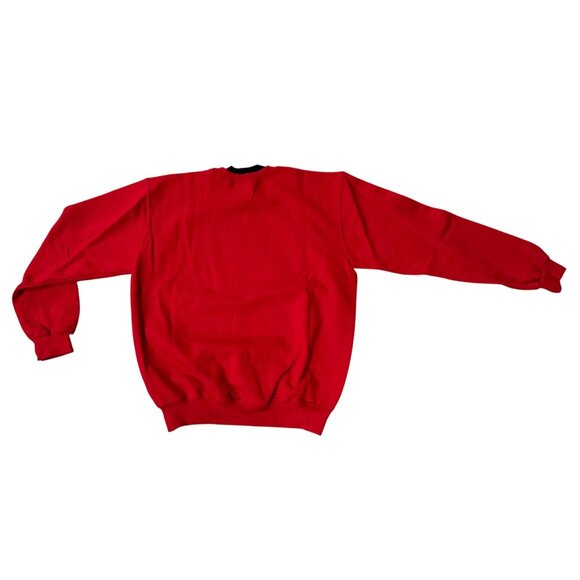 Vintage Red Sweatshirt Black Cat 1990s Rhinestones Medium Top Stitch Kitschy - Picture 3 of 7